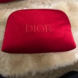 Christian Dior red velvet cosmetic bag